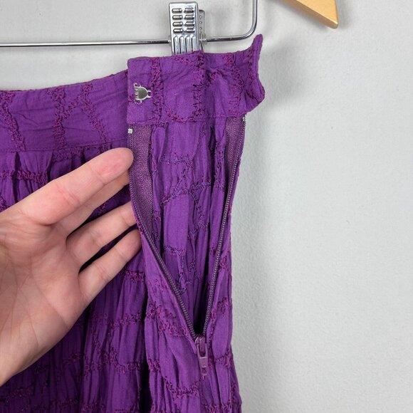 Charles Nolan Midi Skirt Womens 4 Purple Broomstick Embroidered Peasant Boho‎ - Picture 6 of 11